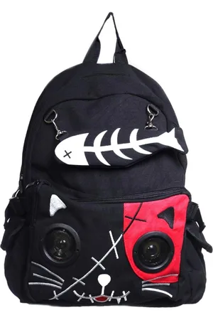 Banned Retro Kitty speaker Rugtas - /Rood - canvas - (bxhxd) ca. 31cm x 43cm x 13cm