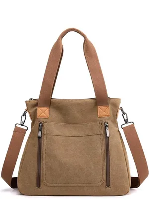 Merkloos Canvas tas voor dames, crossbody schoudertas, vintage handtas met meerdere zakken