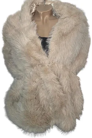 Merkloos Dames Luxe Sjaal Stola van Imitatiebont 160/35CM Glinstering Beige