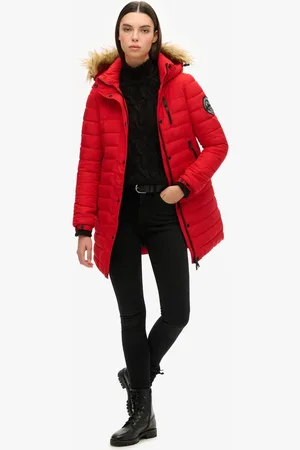 Superdry Halflange Fuji pufferjas met capuchon - Dames - Gewatteerde jassen