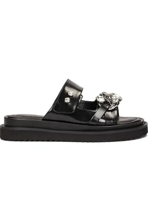 Kazar Black mules with zirconia and a chain