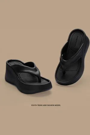 Merkloos Vrouwen Clip Teen Wedge Slippers 2025 – Zomer Chunky Platform Strand Sandalen met Dikke Zool, Hoge Hakken Eva Slippers en Slides – Schoenmaat 37-38, Dames Zomerschoenen, Platform Sandalen, Wedge Slippers