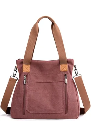 Merkloos Canvas tas voor dames, crossbody schoudertas, vintage handtas met meerdere zakken - rood