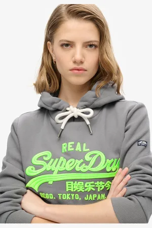 Superdry Hoodie met geborduurd Vintage neonlogo en grafische print - Dames - Hoodies