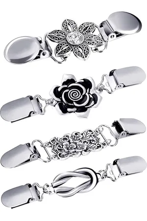 Merkloos 4 Stuks - Vestsluiting - Broche clip - Vestklem - Vestclip Dames - Vestsluiting Dames - Vestspeld - Broche - Vestclip - Clip Met Haakje - Ketting - Antislip Vaste Gesp