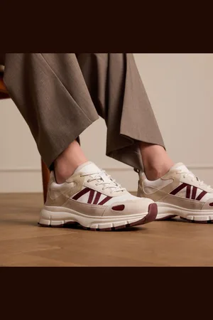 Manfield Dames - Witte leren sneakers met details