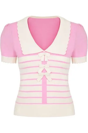Hell Bunny Jennie Top T-shirt wit-felroze L Dames
