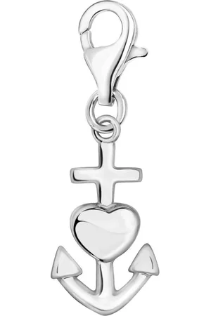 quiges – Charm – Hanger - Liefde Anker met Hart - Verzilverd - karabijnslot - geschikt - voor - Bedelarmband - QHC078