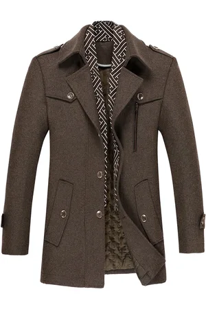 Allthemen Heren Parka Wollen Jassen - Korte Warme Winterjas- 3XL