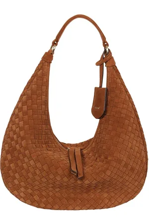 Abro+ Leren Schoudertas Leather Suede Weaving Hobo Bag Nana Lichtbruin