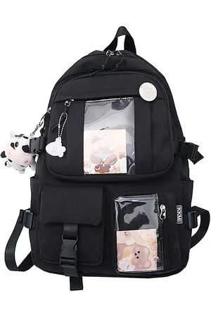 Merkloos Rugzak met -hanger en accessoires, leuke boekentas, mooie rugzak, reistas, Harajuku schooltas voor tienermeisjes, 44 x 31 x 14 cm