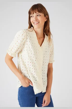 Damart Blouse in zuiver katoen met broderie anglaise - Dames - - 50