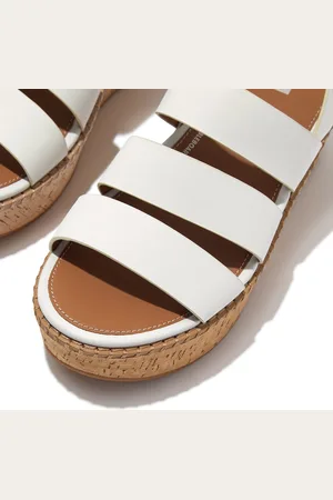 FitFlop Eloise Leather/Cork Strappy Wedge Sandals