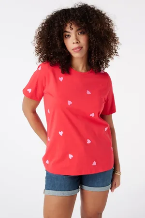 MS Mode T-shirt T-shirt met geborduurde hartjes