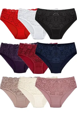 Merkloos Dames slip – 6 pack - Hoge taille – Multicolor – Mooi design -Met kant - Comfortabel gesloten achterzijde - Sexy - Katoen - verkrijgbaar XL-4XL- 6 verschillende kleuren