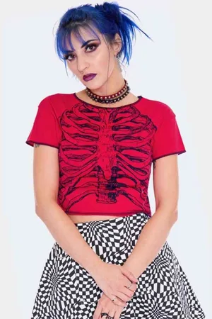 Jawbreaker Ribs Printed Cropped Dames T-shirt - XL