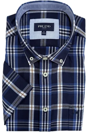 Pre End Overhemd - Korte mouw - Geruit - Strijkvrij - Regular fit -