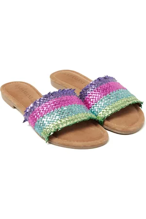 Lazamani Chloe Leren Dames Slippers Blue