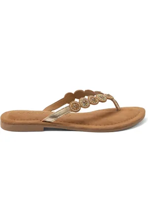 Lazamani Lea Dames Slippers Leer Gold