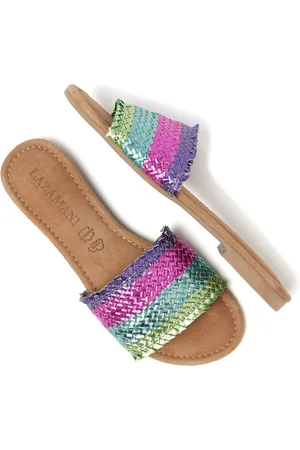 Lazamani Chloe Leren Dames Slippers Blue