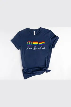 Bella + Canvas Lykke Peace Love Pride tshirt| LGBTQ+|Pride| Rainbow Heart Gay Pride Quote |Equality Shirt | Pride Month | Unisex T-shirt| |