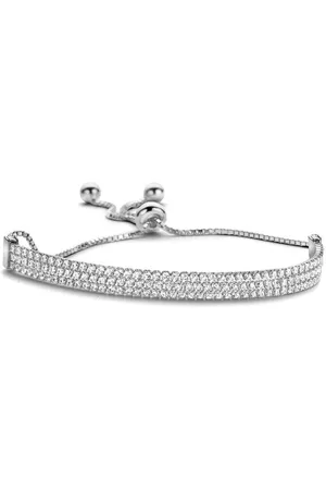 Silventi New Bling 910481928 - Zilveren armband - drie banen zirkonia - lengte 10 + 15 cm