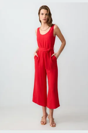Jimmy Key Geweven Rode Jumpsuit
