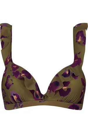 Beachlife Painted Animal ruffle bikinitop - - Bloemenprint