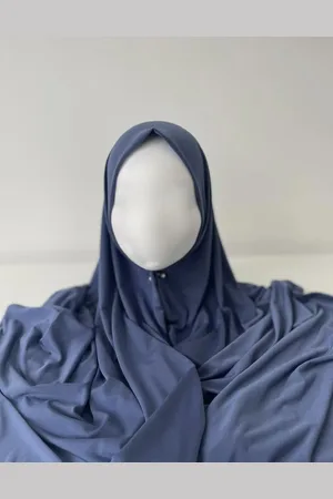 Merkloos PREMIUM JERSEY HIJAB- kleur - Hoofddoek - Elastisch - lycra - rekbaar - sjaal - modest 180 cm x 75 cm- premium jersey hoofdoek- jersey sjaal- scarf- blauwe jersey sjaal