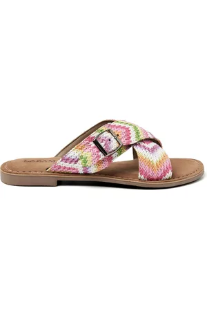 Lazamani Mia Raffia Dames Slippers Pink