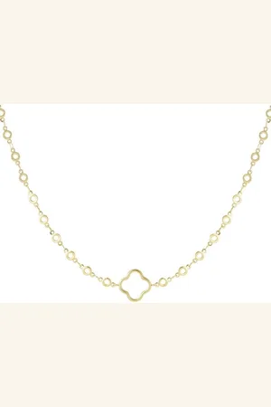 Yehwang Ketting cirkels met klaver - - Stainless Steel - RVS - roestvrij staal - klaver - necklace - gift - cadeau