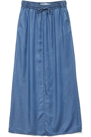 VERO MODA Rok Vmfleur Mr Long Slit Tencelskirt Ga 10326078 Medium Blue Denim Dames