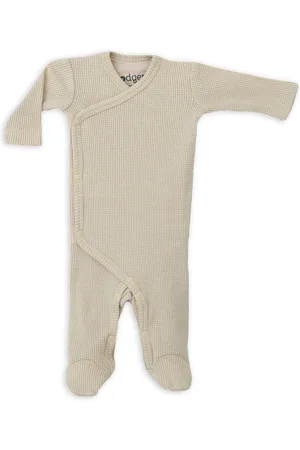 Lodger Kruippakje met voetjes - maat 50 - creme - Luchtig katoen - Newborn