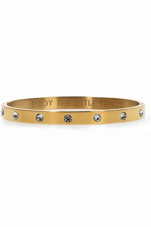 Manfield Dames - Gouden stalen armband met diamantjes