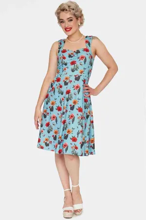 Voodoo Vixen Desert Floral Print Flare jurk - L