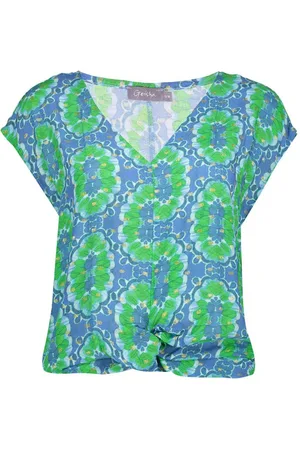 Geisha Top V Hals Top Met Tile Dessin 53483 20 000625 Blue/green Dames