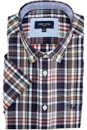 Pre End Overhemd - Korte mouw - Geruit - Strijkvrij - Regular fit -