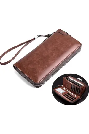 Merkloos Lange Zipper Portemonnee voor Mannen - Hoogwaardige PU Leren RFID Beschermde Business Clutch, Creditcardhouder en Portemonnee, Luxe Portemonnee, Mannelijke Portemonnee, Zakelijke Clutch, Mode Accessoires voor Mannen