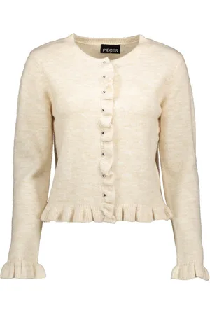 Pieces® Vest Pclydia Ls Frill Knit Cardigan Fsy 17162510 Birch Dames