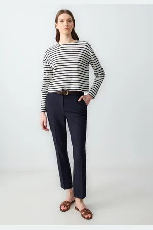 Jimmy Key Slim Fit Geweven Marineblauwe Broek