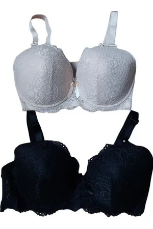 Merkloos Dames - Voorgevormde BH - Set van 2 - Verstelbare bandjes - Merk Caralino - Kleur & Champagne - Met Kant