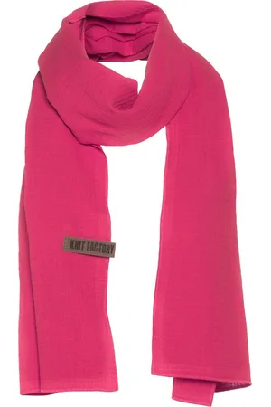 Knit Factory Liv Sjaal Dames - Katoenen sjaal - Langwerpige sjaal - Felroze zomersjaal - Dames sjaal - - 200x40 cm - Duurzaam & Milieuvriendelijk - 100% Biologisch katoen