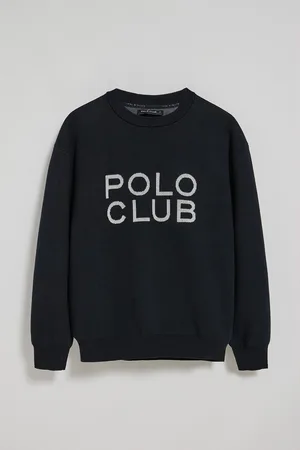 Polo Club® Marineblauwe gebreide trui "Axel" met -logo op de borst