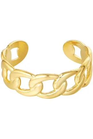 Yehwang Ring dikke schakel - - ringen - verstelbaar - roestvrij staal - RVS - ring - gold colour