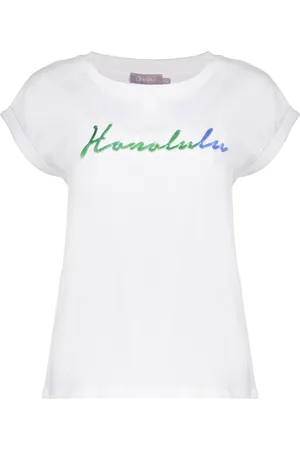 Geisha T-shirt Basis T Shirt Met Speels Detail 52397 41 000010 Off White/green Dames