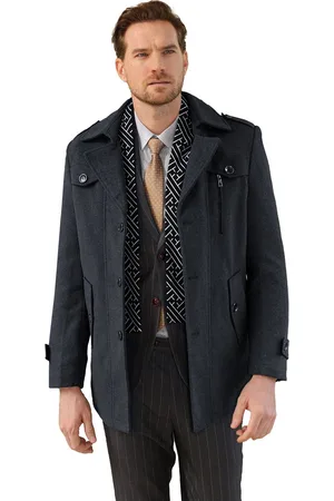 Allthemen Heren Parka Wollen Jassen - Korte Warme Winterjas- XS