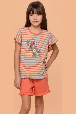 Woody Pyjama meisjes - lieveheersbeest - streep - 251-10-PSG-S/904 - maat 104