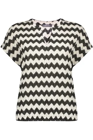 Geisha T-shirt Gebreid T Shirt Met Lurex 52421 20 000999 Black/sand/gold Dames