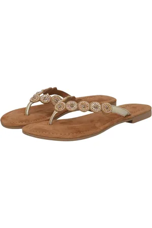 Lazamani Lea Dames Slippers Leer Gold