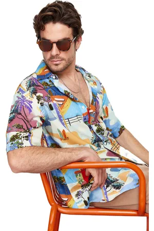 Trendyol Veelkleurig Duurzamere Overmaat Fit 100% Viscose Bedrukt Casual Shirt Met Korte Mouwen Tmnss24Go00056